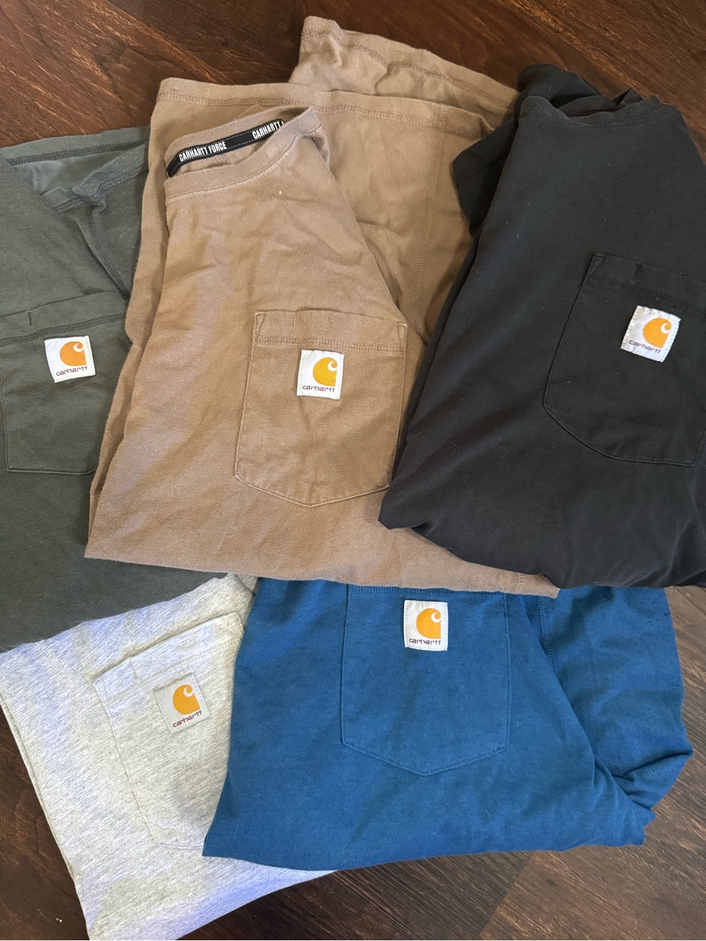 Bundle of 5 Men’s Carhartt Force Pocket Tshirts - Size 2xl